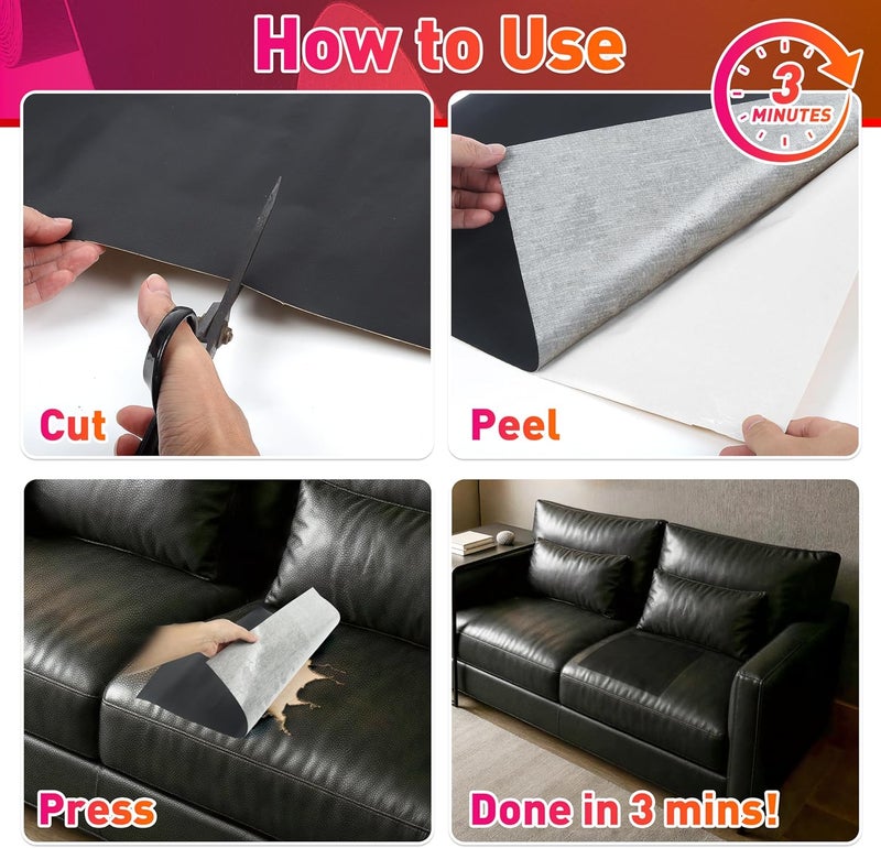 Meneng Self-Adhesive Marine Vinyl Faux Leather: 5 Yard Roll Heavy Duty Boat Seat Vinyl - Waterproof & Scratch-Resistant for Marine Upholstery - Leather Repair Patch for Furniture Sofa Couch - Image 5